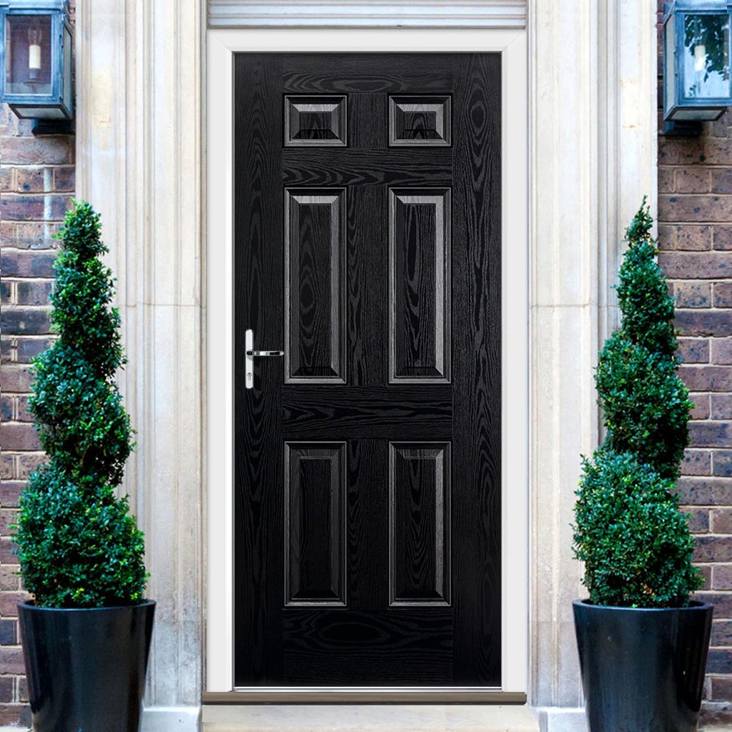 GRP Black & White Colonial 6 Panel Composite Door