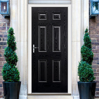 Image: GRP Black & White Colonial 6 Panel Composite Door