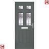 Premium Composite Front Door Set - Camarque 4 Barite Glass - Shown in Mouse Grey