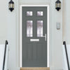 Premium Composite Front Door Set - Camarque 4 Barite Glass - Shown in Mouse Grey