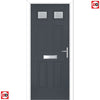 Premium Composite Front Door Set - Camarque 2 Ice Edge Glass - Shown in Slate Grey
