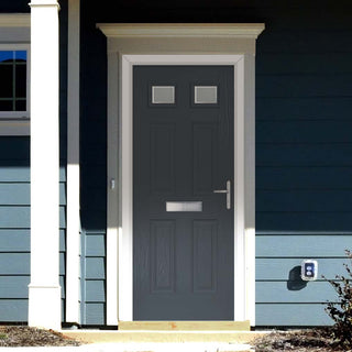 Image: Premium Composite Front Door Set - Camarque 2 Ice Edge Glass - Shown in Slate Grey