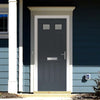 Premium Composite Front Door Set - Camarque 2 Ice Edge Glass - Shown in Slate Grey