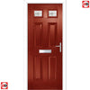 Premium Composite Front Door Set - Camarque 2 Mirage Glass - Shown in Red
