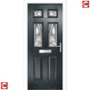 Premium Composite Front Door Set - Camarque 4 Abstract Glass - Shown in Anthracite Grey