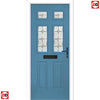 Premium Composite Front Door Set - Camarque 4 Mirage Glass - Shown in Pastel Blue