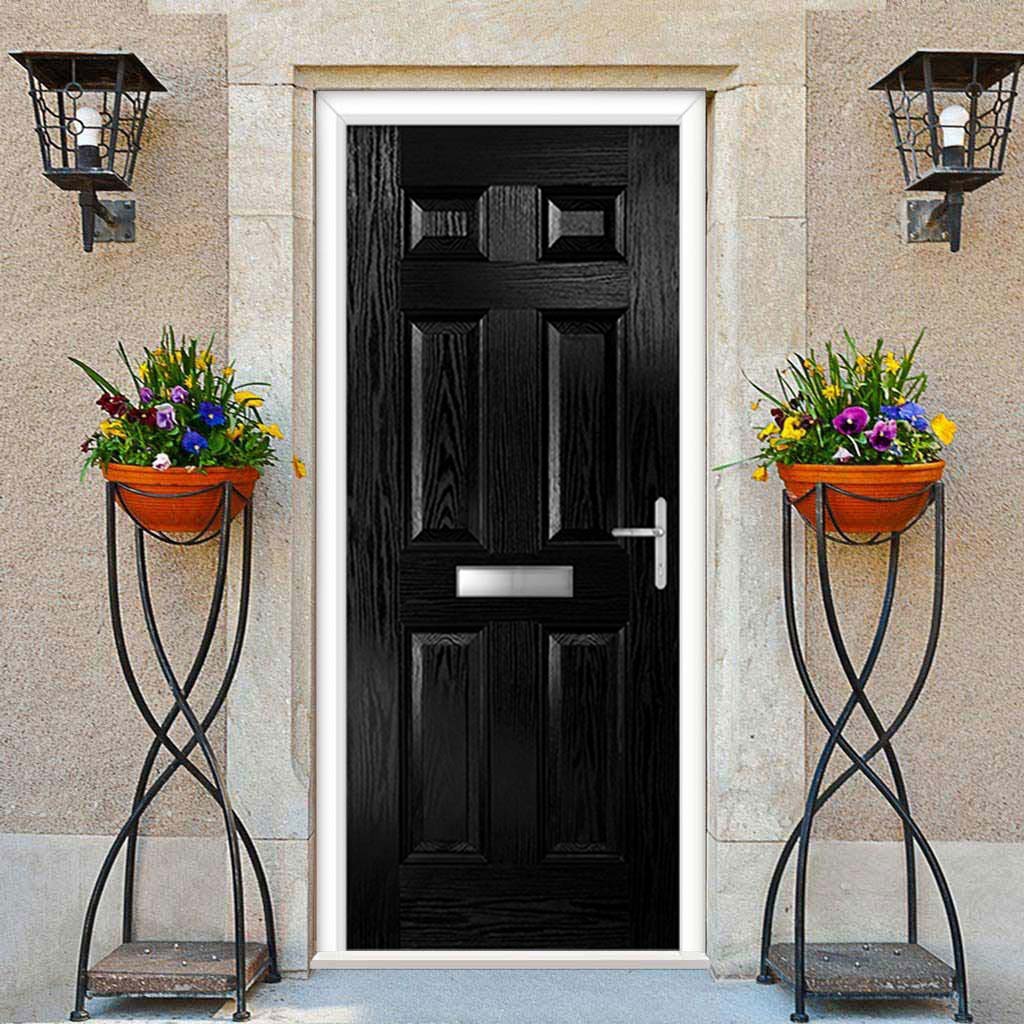Premium Composite Front Door Set - Camarque Solid - Shown in Black