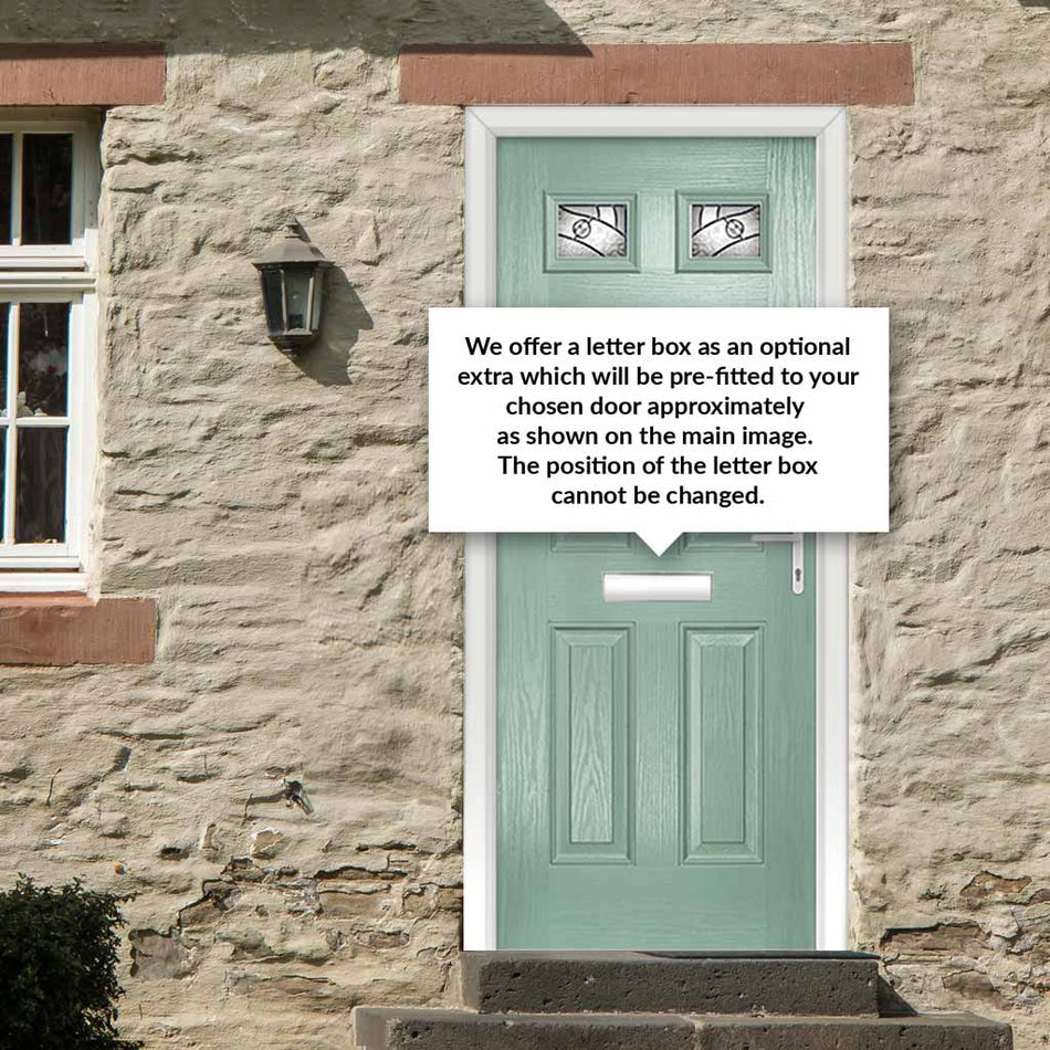 Premium Composite Front Door Set - Camarque 2 Abstract Glass - Shown in Chartwell Green