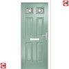Premium Composite Front Door Set - Camarque 2 Abstract Glass - Shown in Chartwell Green