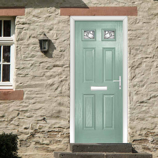 Image: Premium Composite Front Door Set - Camarque 2 Abstract Glass - Shown in Chartwell Green