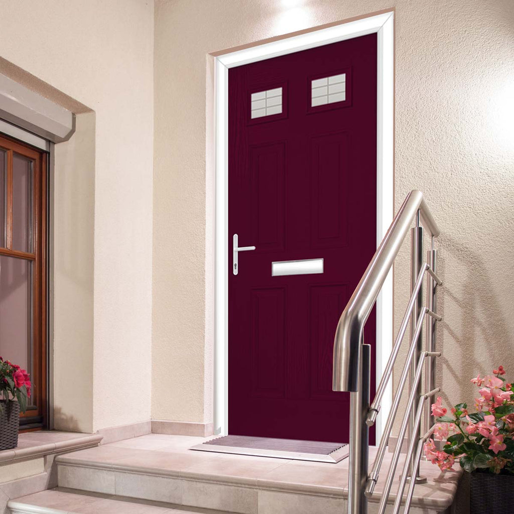 Premium Composite Front Door Set - Camarque 2 Linear Glass - Shown in Purple Violet