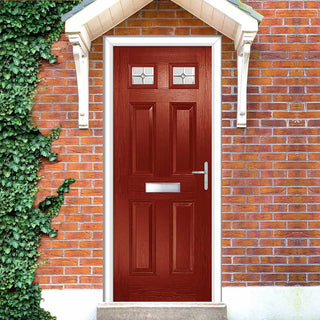 Image: Premium Composite Front Door Set - Camarque 2 Mirage Glass - Shown in Red