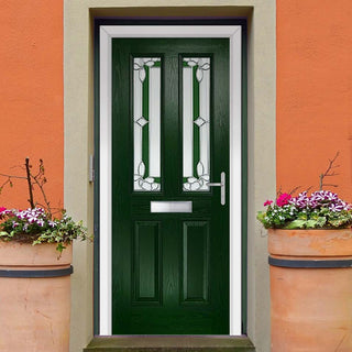 Image: Premium Composite Front Door Set - Esprit 2 Winestead Green Glass - Shown in Green