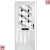 Premium Composite Front Door Set - Mulsanne 1 Diamond Black Glass - Shown in White