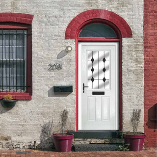 Image: Premium Composite Front Door Set - Mulsanne 1 Diamond Black Glass - Shown in White