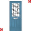 Premium Composite Front Door Set - Mulsanne 1 Diamond Grey Glass - Shown in Pastel Blue