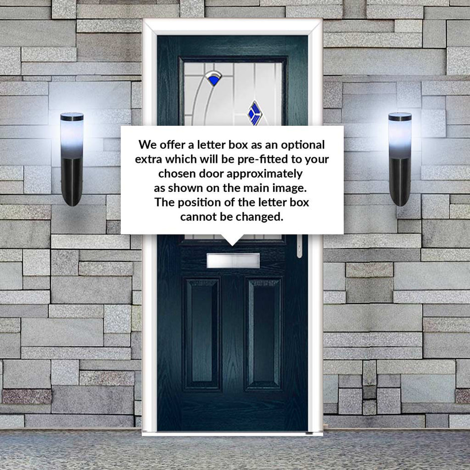 Premium Composite Front Door Set - Mulsanne 1 Kupang Blue Glass - Shown in Blue