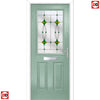 Premium Composite Front Door Set - Mulsanne 1 Laptev Green Glass - Shown in Chartwell Green