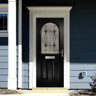 Image: Premium Composite Front Door Set - Snipe 1 Laptev Black Glass - Shown in Black