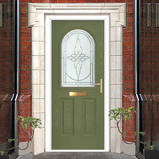 Image: Premium Composite Front Door Set - Snipe 1 Veneto Glass - Shown in Reed Green