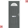 Premium Composite Front Door Set - Tuscan 1 Danthorpe Glass - Shown in Mouse Grey