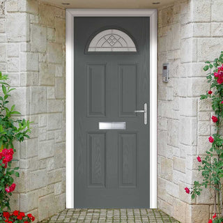 Image: Premium Composite Front Door Set - Tuscan 1 Danthorpe Glass - Shown in Mouse Grey