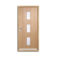 Copenhagen Exterior Oak Door and Frame Set - Frosted Double Glazing, From LPD Joinery