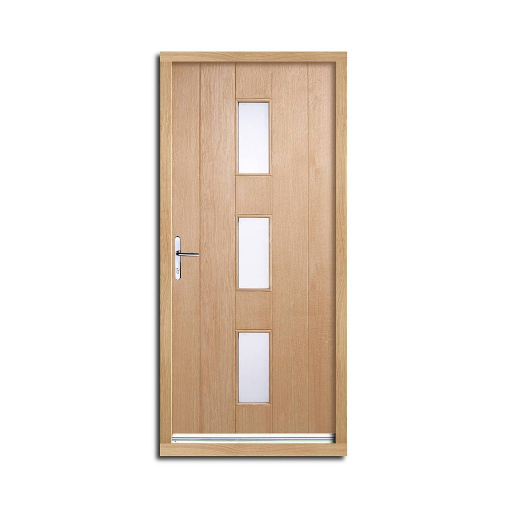 Copenhagen Exterior Oak Door and Frame Set - Frosted Double Glazing, From LPD Joinery