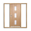 Estate Crown Exterior Hardwood Door and Frame Set - Lead Caming Double Glazing - Two Unglazed Side Screens, From LPD Joinery