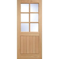 Cottage 6 Pane Oak Double Door and Frame Set - Clear Double Glazing