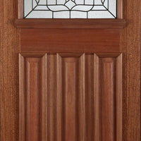 Estate Crown Exterior Hardwood Door and Frame Set - Lead Caming Double Glazing - Two Unglazed Side Screens, From LPD Joinery
