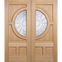 Empress External Oak Door Pair - Zinc Bevel Clear Tri Glazing