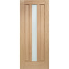 Padova Exterior Oak Door and Frame Set - One Side Screen - Frosted Double Glazing