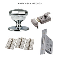 External M219 Victorian Octagonal Knob Front Door Handle Pack - Chrome Finish