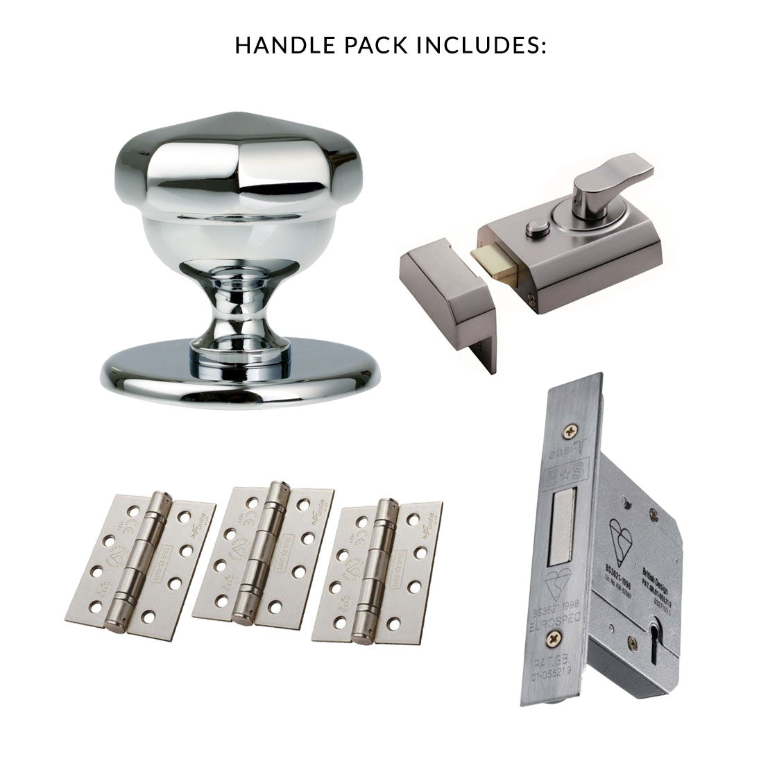 External M219 Victorian Octagonal Knob Front Door Handle Pack - Chrome Finish
