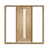 Padova Exterior Oak Door - Frosted Double Glazing and Frame Set - Two Unglazed Side Screens