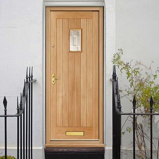 Image: Suffolk Oak External Door - Part Obscure Double Glazing