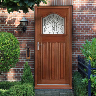 Image: Estate Crown External Hardwood Door and Frame Set - Lead Caming Double Glazing, From LPD Joinery
