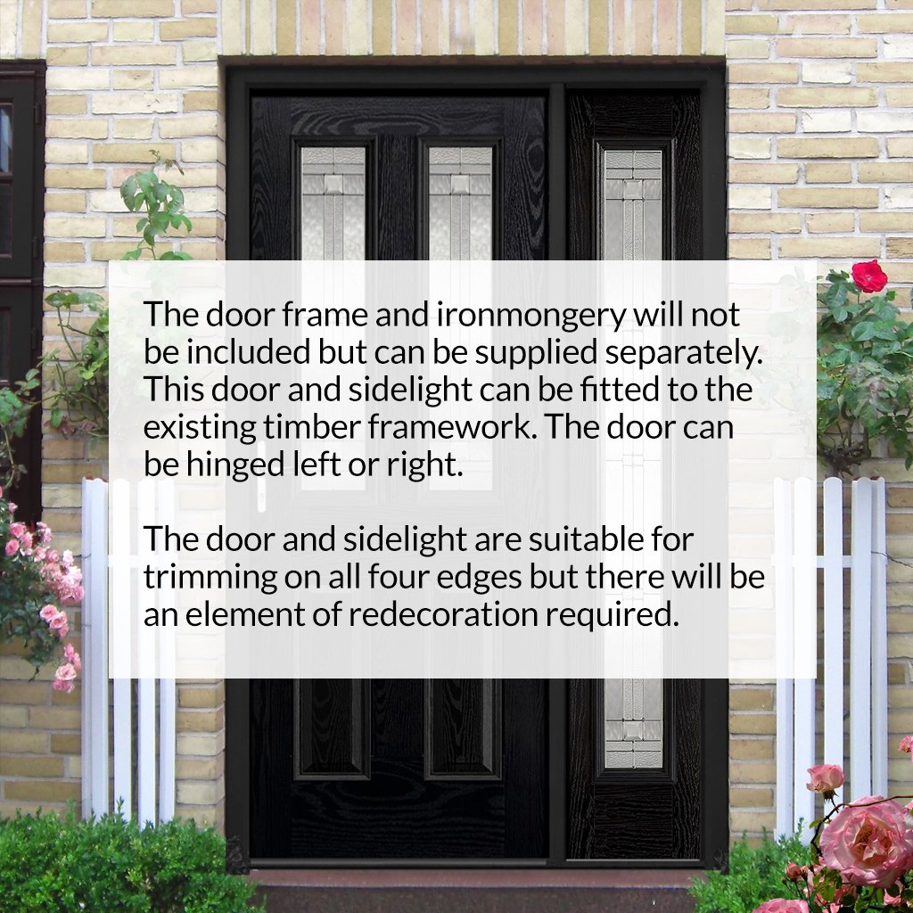 GRP Black & White Malton Leaded Double Glazed Composite Door - Leaded Single Sidelight