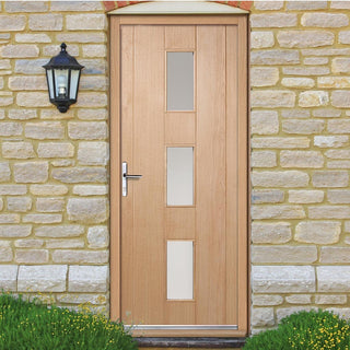 Image: Copenhagen Exterior Oak Door and Frame Set - Frosted Double Glazing, From LPD Joinery