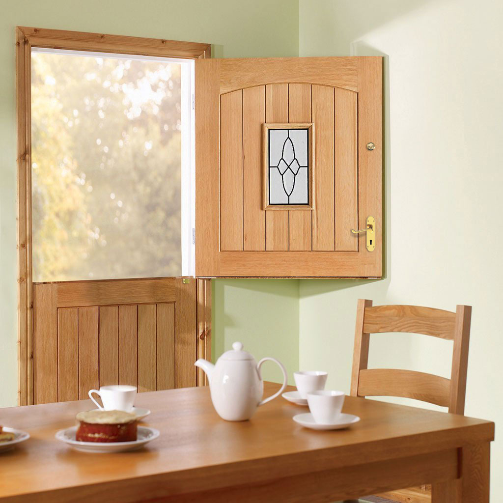 Cottage Stable Oak Back Door - 1L Leaded - Tri Glazing