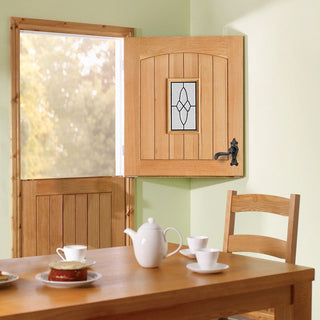 Image: Cottage Stable Oak Door and Frame Set - 1L Leaded Tri Glazing