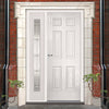 GRP White Colonial 6 Panel Composite Door - Leaded Single Sidelight