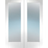 Pattern 10 White Primed French Door Pair - Clear Glass