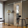 Saturn Tubular Stainless Steel Sliding Track & Edmonton Light Grey Door - Clear Glass with Frosted Lines - Prefinished