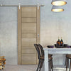 Saturn Tubular Stainless Steel Sliding Track & Edmonton Light Grey Door - Prefinished