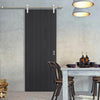 Saturn Tubular Stainless Steel Sliding Track & Laminate Montreal Black Door - Prefinished