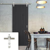 Saturn Tubular Stainless Steel Sliding Track & Laminate Montreal Black Door - Prefinished