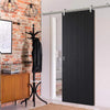 Saturn Tubular Stainless Steel Sliding Track & Montreal Charcoal Door - Prefinished