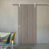 Saturn Tubular Stainless Steel Sliding Track & Laminate Montreal Light Grey Door - Prefinished